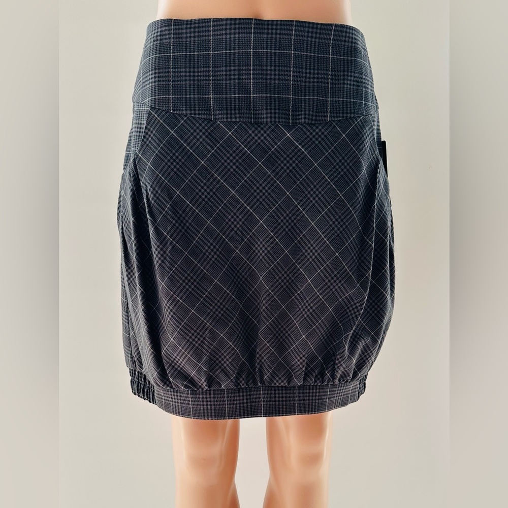 Your Face grey black plaid gathered hem mini skirt US 8 EU 38 NWT